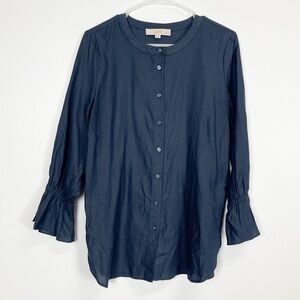 Loft Petites Shirt Womens Size Medium MP Blue Button Up Blouse